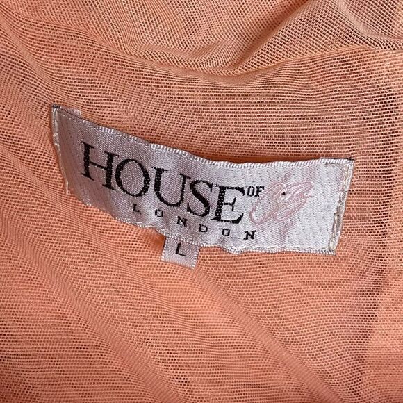 House of CB Felicity Mini Peach Pink Dress Size L - Picture 17 of 17